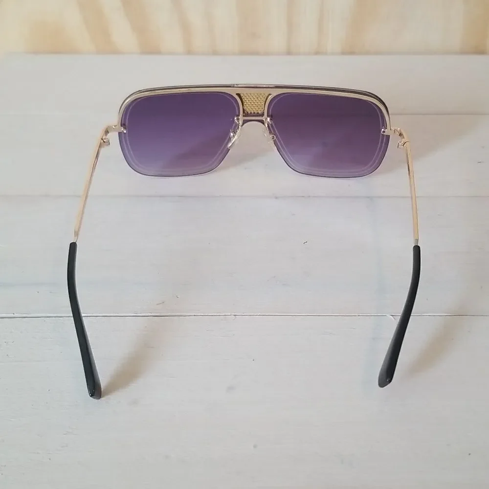 Hi Fashion Purple Sunglasses with Gold Accents Unisex